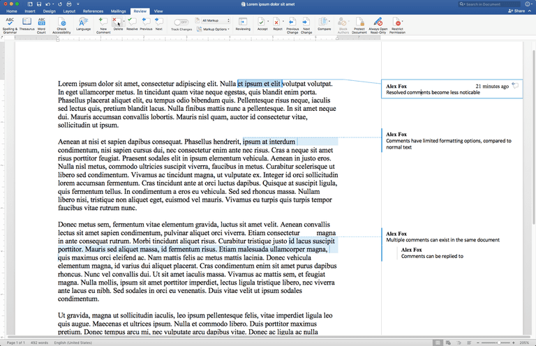view comments in word 2008 for mac